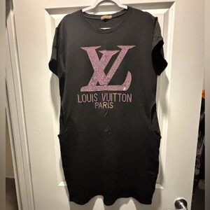 Louis Vuitton Black Dress with Pink Logo